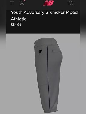 New Balance Kids' Youth Adversary 2 Knicker Piped Baseball-medium NWT  grey/blue